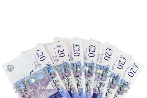 A bundle of £20 notes