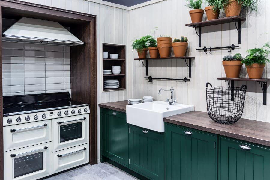 retro colour palette on modern vintage kitchen