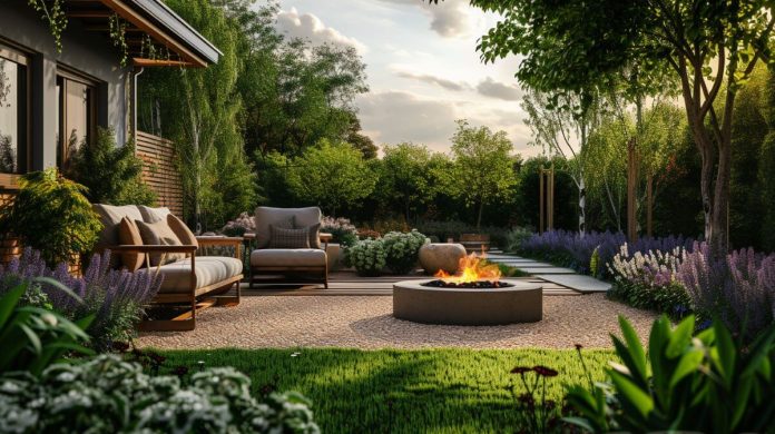 modern garden in england