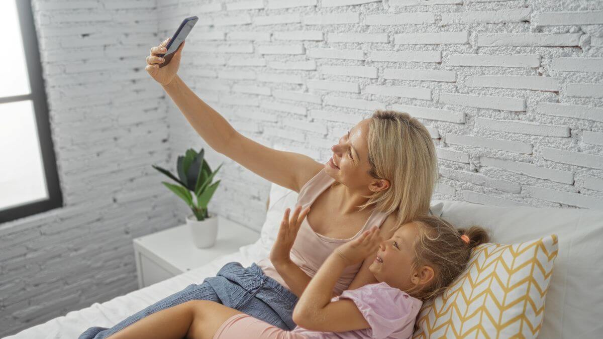 mother and daughter talking to father
