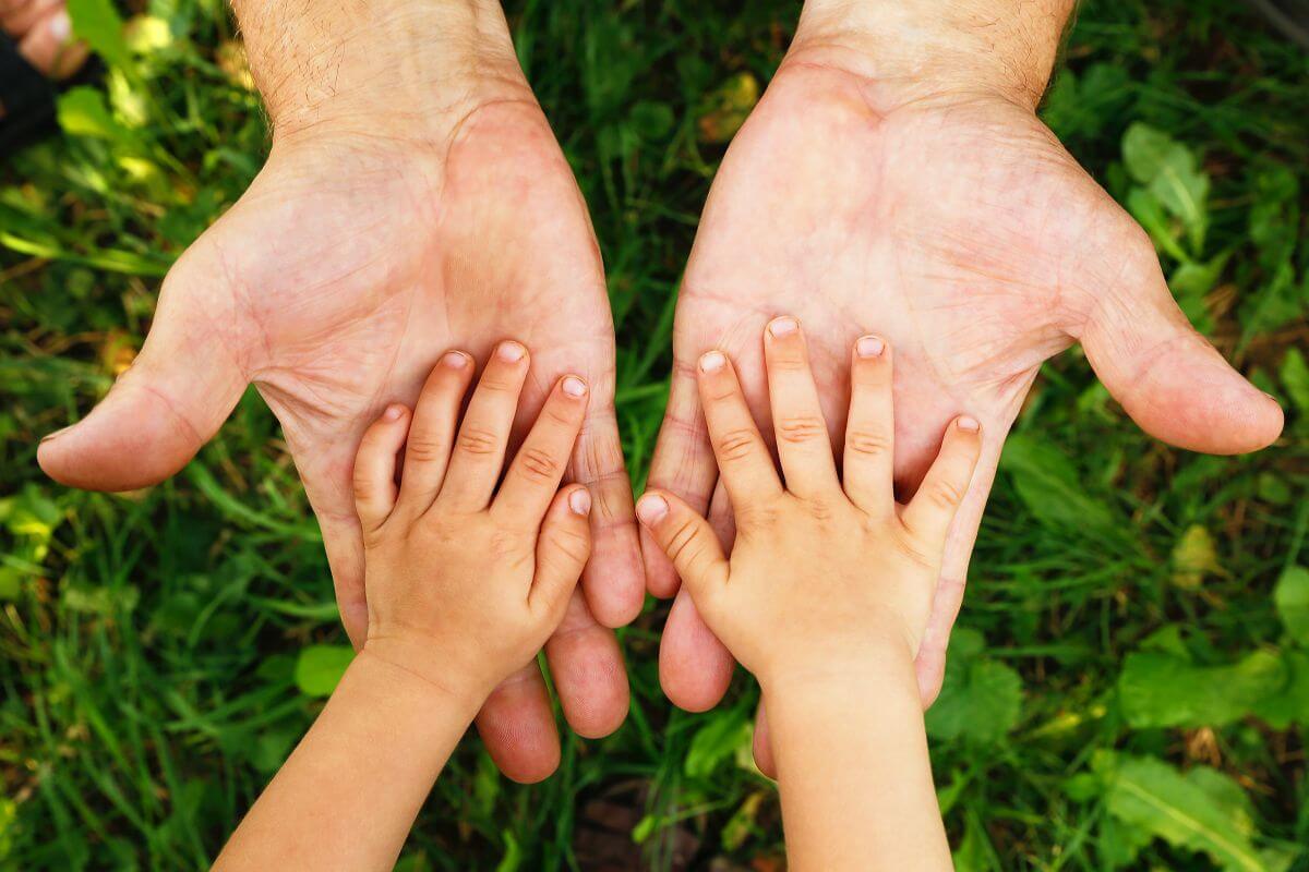 parent holding childs hands
