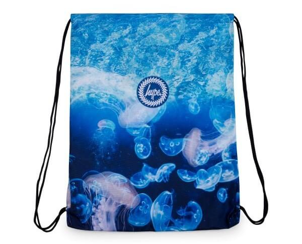HYPE Kids Blue Jellyfish Drawstring Bag – lightweight bag for PE kit or swim gear
