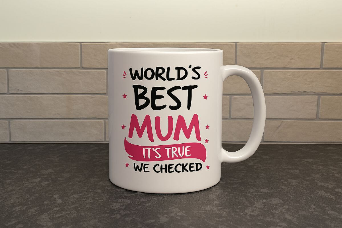 coffee mug on kitchen side