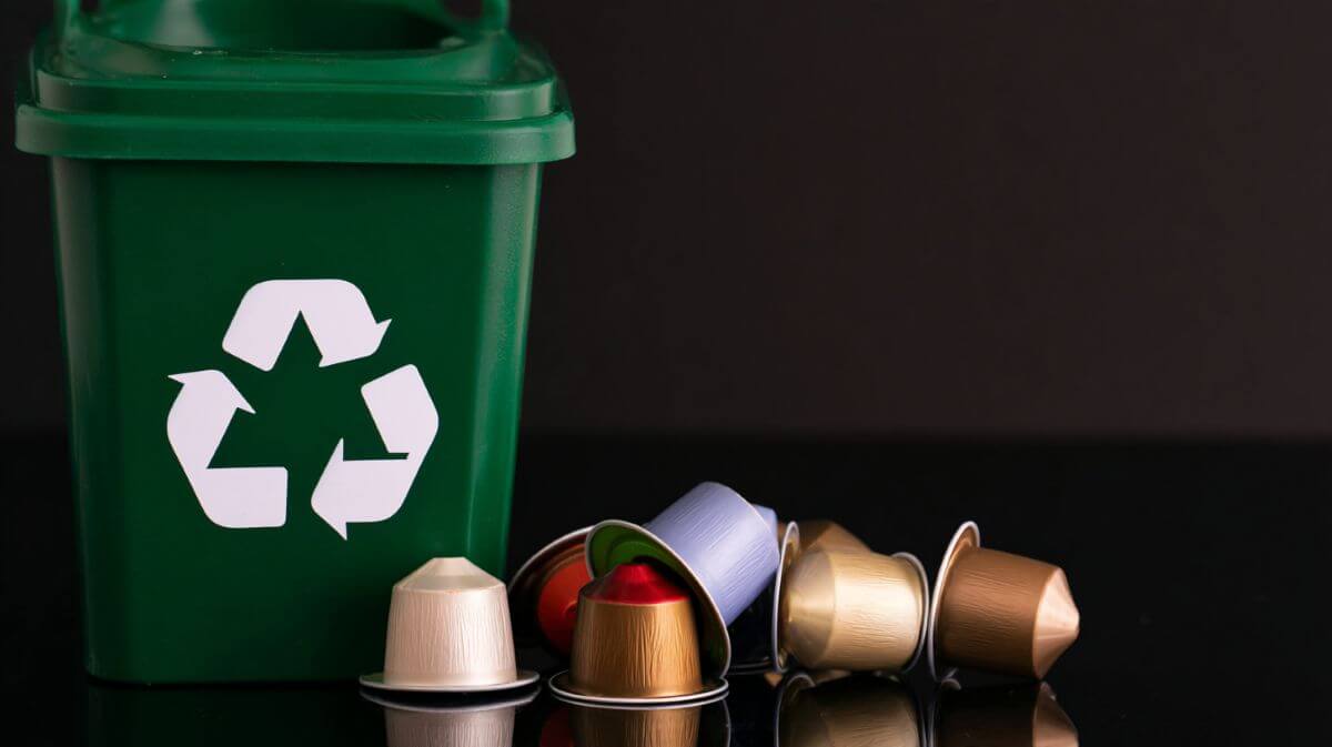 Recyclable coffee pods in a home kitchen