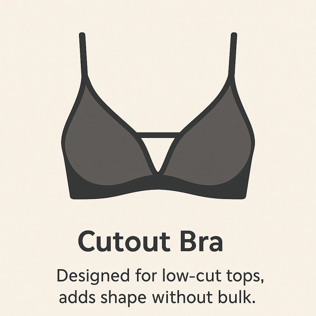 Flat illustration of a cutout bra with a central keyhole design