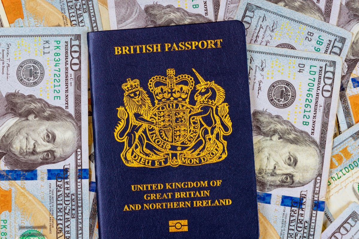 Passport with US dollars on a map, preparing holiday travel money