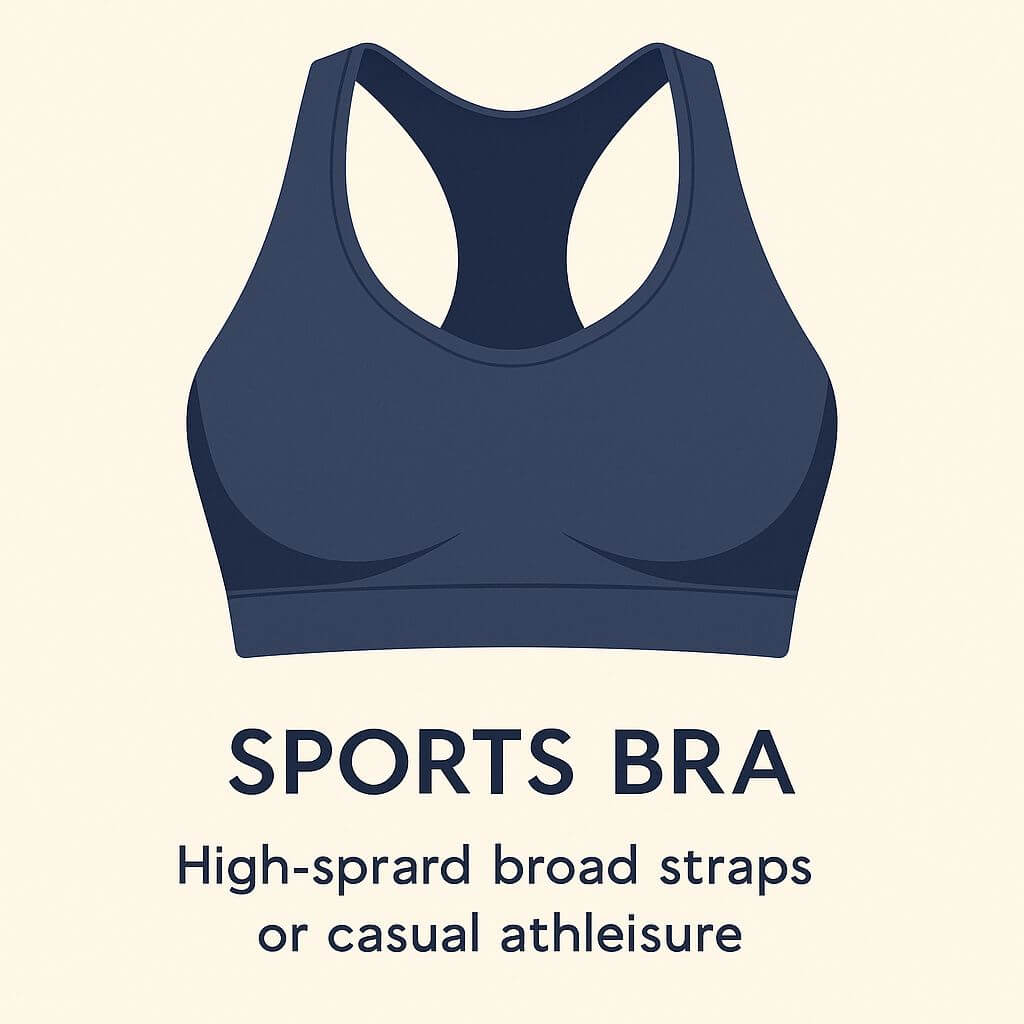 Flat illustration of a high-support sports bra with racerback straps