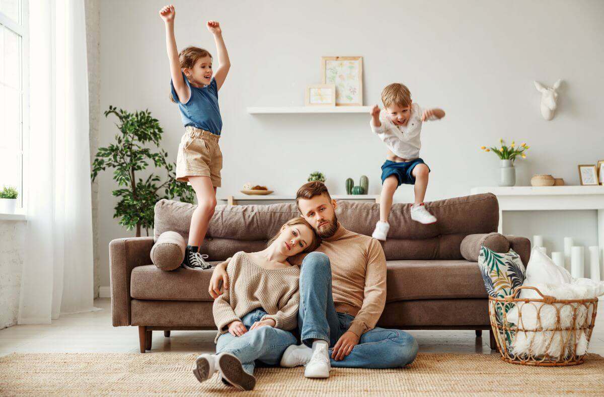 exhausted and fatiqued parents