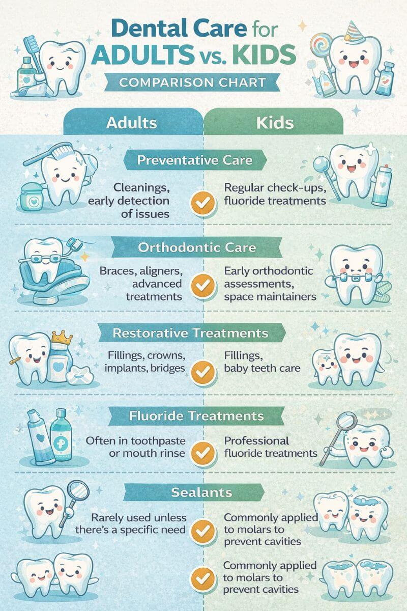 dental care adults vs kids