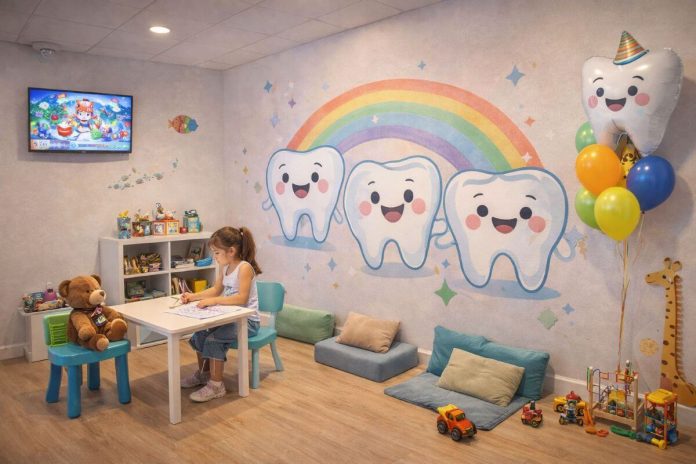 kid friendly waiting room at dentist