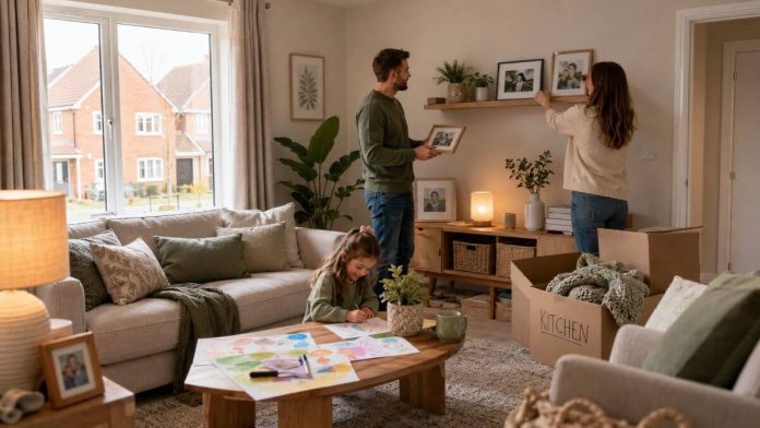 family settling into new home
